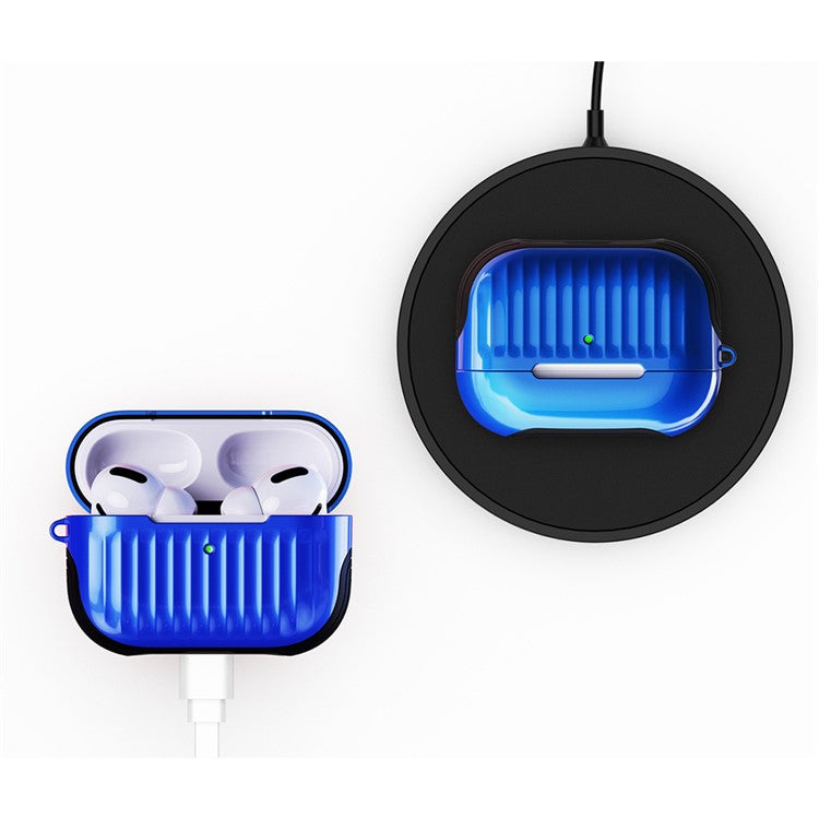 Suitcase Style Glossy Rubberized PC+TPU Combo Case for Apple AirPods Pro - Dark Blue