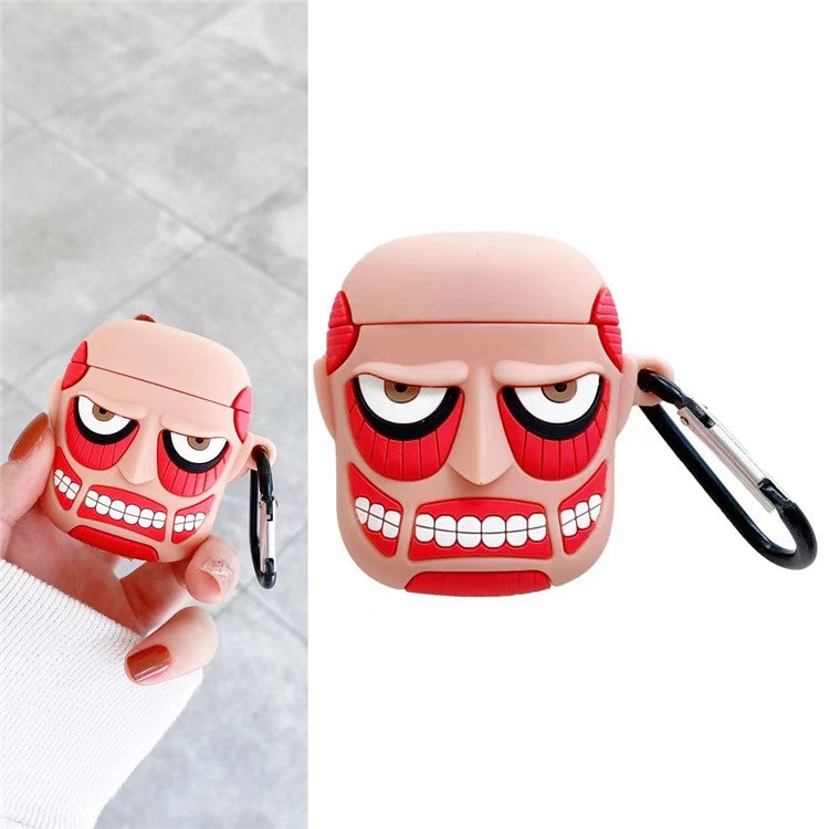 Cartoon Design Silicone Cover Case Bluetooth Earphone Protector for AirPods with Wireless Charging Case (2019)/AirPods with Charging Case (2019)/(2016) - Face