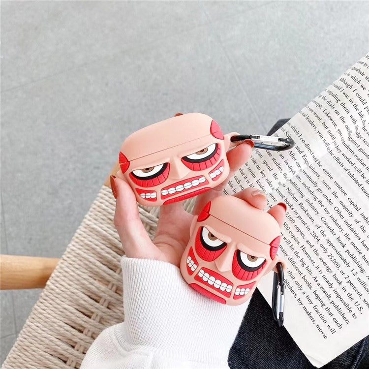 Cartoon Design Silicone Cover Case Bluetooth Earphone Protector for AirPods with Wireless Charging Case (2019)/AirPods with Charging Case (2019)/(2016) - Face