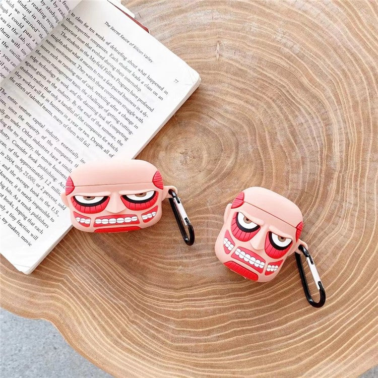 Cartoon Design Silicone Cover Case Bluetooth Earphone Protector for AirPods with Wireless Charging Case (2019)/AirPods with Charging Case (2019)/(2016) - Face