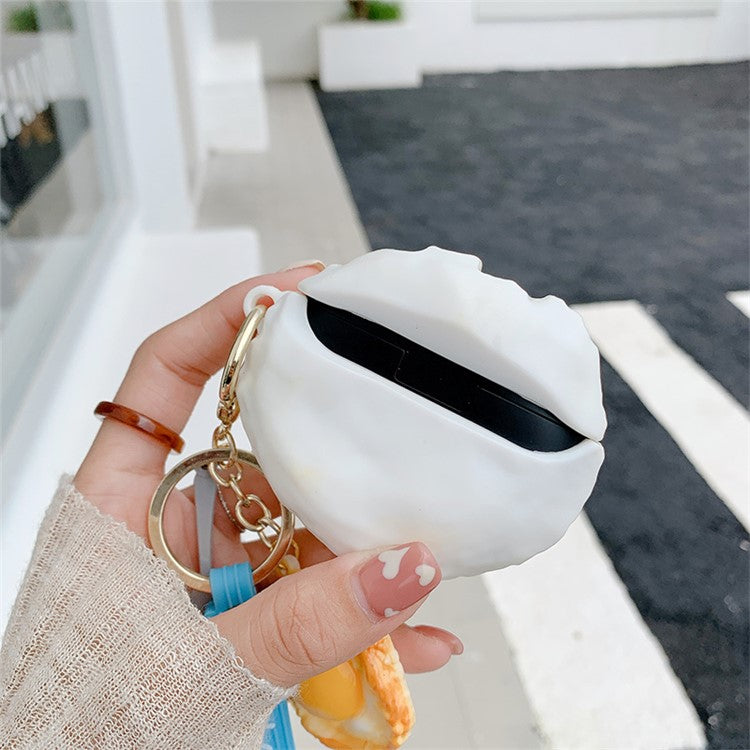 3D Cute Cartoon Wireless Bluetooth Earphone Silicone Case Charging Box with Keychain Pendant for Beats Studio Buds - Fried Egg