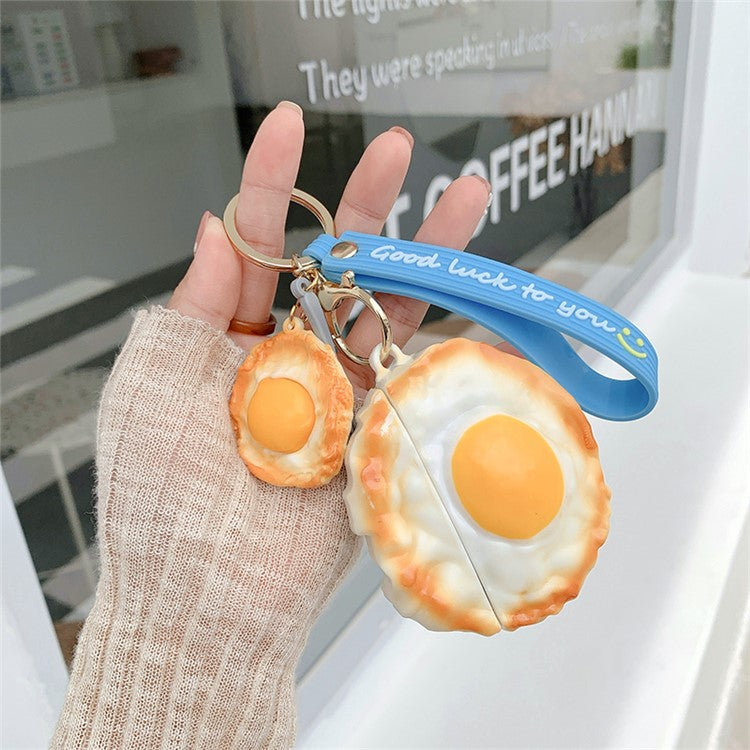 3D Cute Cartoon Wireless Bluetooth Earphone Silicone Case Charging Box with Keychain Pendant for Beats Studio Buds - Fried Egg