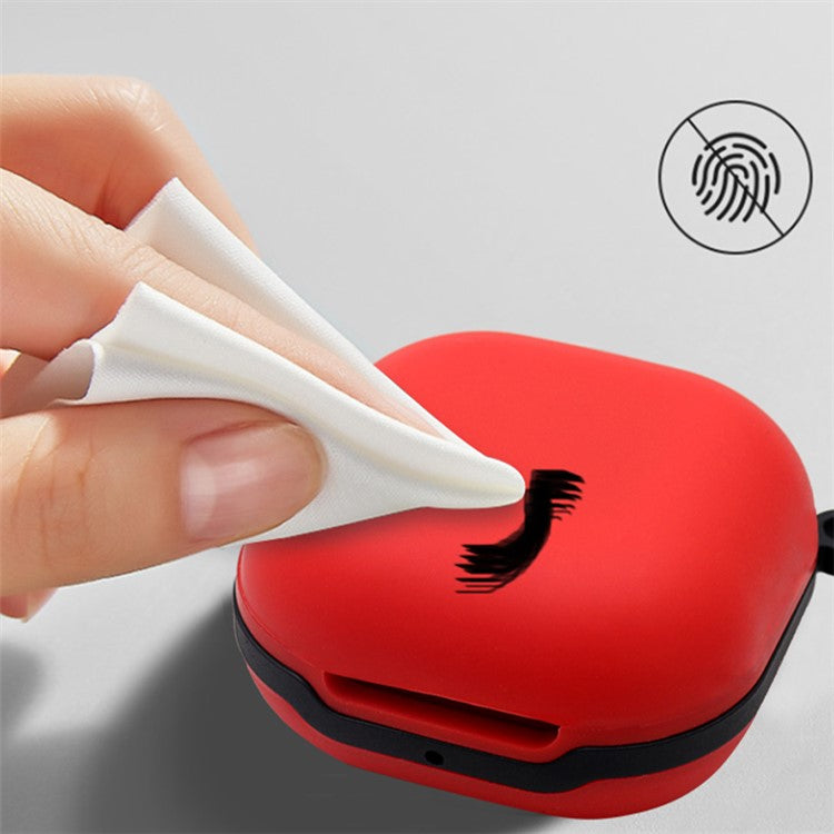 Soft Silicone Wireless Bluetooth Earphones Case Protective Sleeve with Anti-Lost Buckle for Samsung Galaxy Buds Live - Red