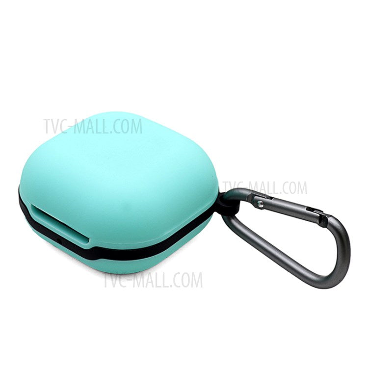 Soft Silicone Wireless Bluetooth Earphones Case Protective Sleeve with Anti-Lost Buckle for Samsung Galaxy Buds Live - Mint Green