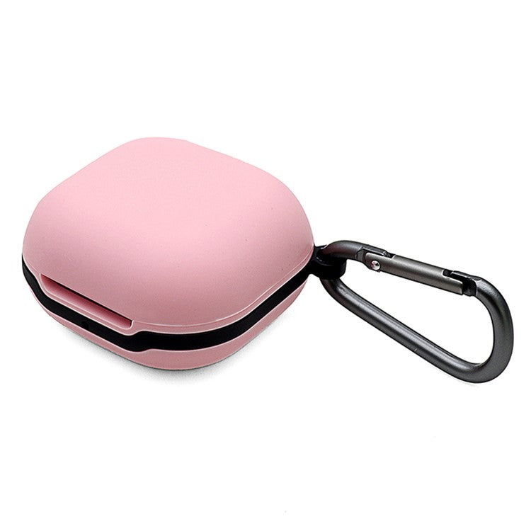 Soft Silicone Wireless Bluetooth Earphones Case Protective Sleeve with Anti-Lost Buckle for Samsung Galaxy Buds Live - Pink