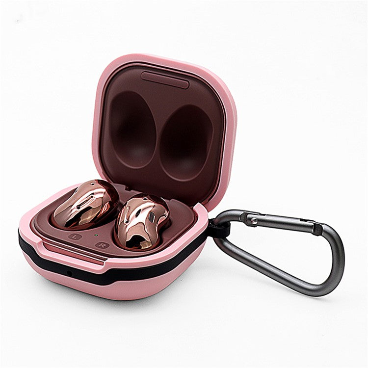 Soft Silicone Wireless Bluetooth Earphones Case Protective Sleeve with Anti-Lost Buckle for Samsung Galaxy Buds Live - Pink