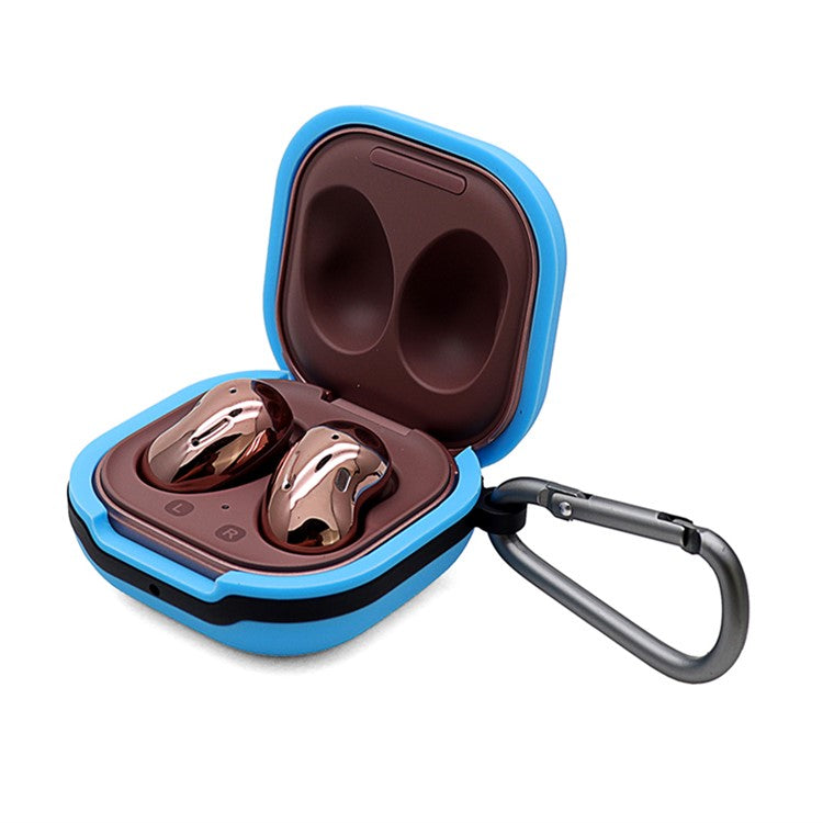 Soft Silicone Wireless Bluetooth Earphones Case Protective Sleeve with Anti-Lost Buckle for Samsung Galaxy Buds Live - Blue