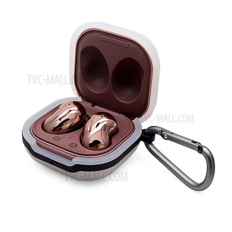 Soft Silicone Wireless Bluetooth Earphones Case Protective Sleeve with Anti-Lost Buckle for Samsung Galaxy Buds Live - Transparent