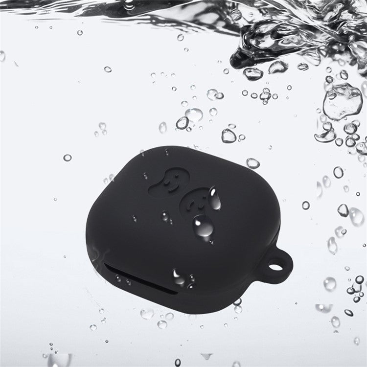 Washable Silicone Wireless Earphones Case Protective Skin Sleeve with Anti-Lost Buckle for Samsung Galaxy Buds Pro - Black