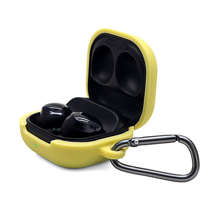 Washable Silicone Wireless Earphones Case Protective Skin Sleeve with Anti-Lost Buckle for Samsung Galaxy Buds Pro - Yellow