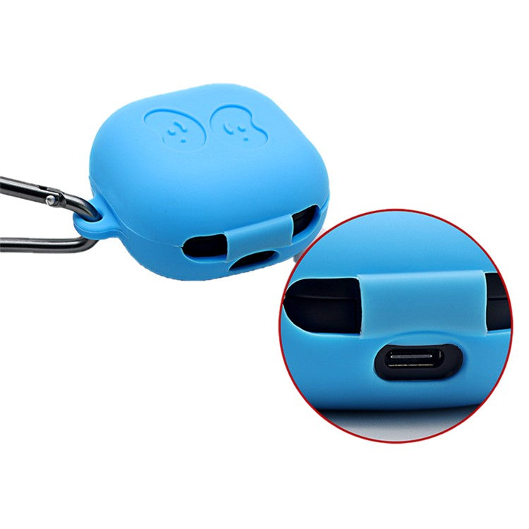 Washable Silicone Wireless Earphones Case Protective Skin Sleeve with Anti-Lost Buckle for Samsung Galaxy Buds Pro - Blue