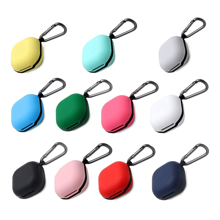 Soft Silicone Wireless Bluetooth Earphones Case Shock-Resistant Protective Cover with Anti-Lost Buckle for Samsung Galaxy Buds Pro - White