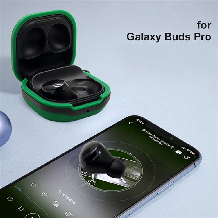 Soft Silicone Wireless Bluetooth Earphones Case Shock-Resistant Protective Cover with Anti-Lost Buckle for Samsung Galaxy Buds Pro - Midnight Blue