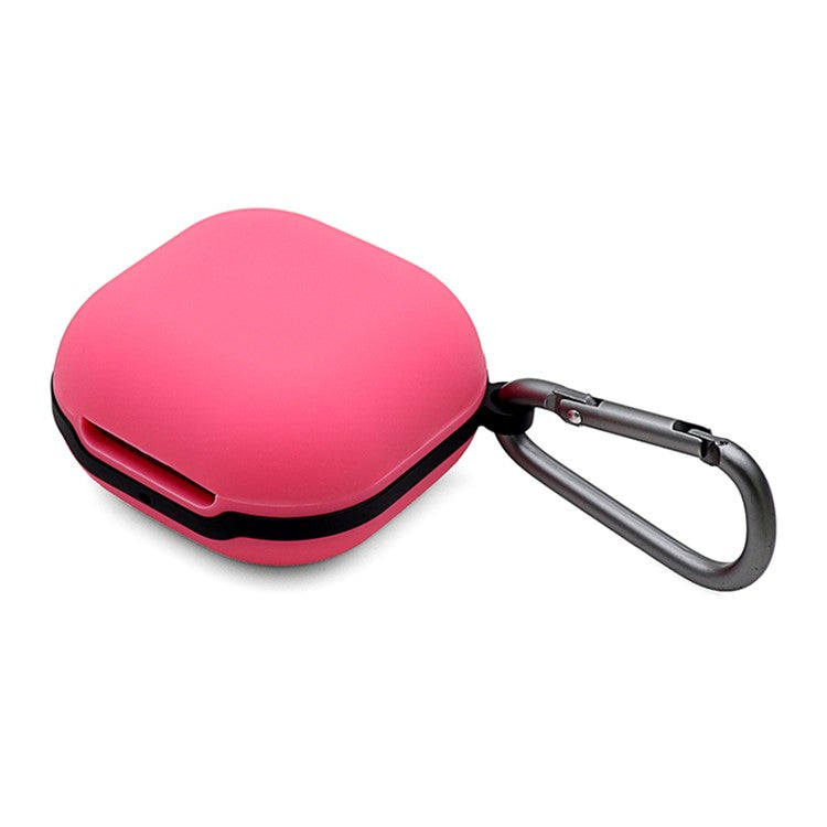 Soft Silicone Wireless Bluetooth Earphones Case Shock-Resistant Protective Cover with Anti-Lost Buckle for Samsung Galaxy Buds Pro - Rose