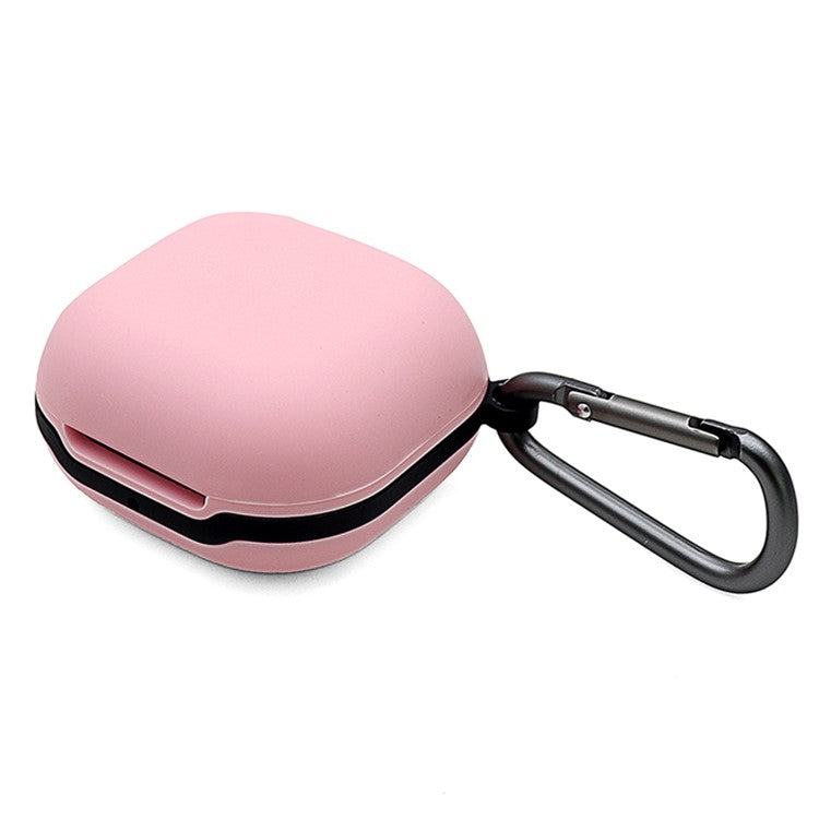 Soft Silicone Wireless Bluetooth Earphones Case Shock-Resistant Protective Cover with Anti-Lost Buckle for Samsung Galaxy Buds Pro - Pink