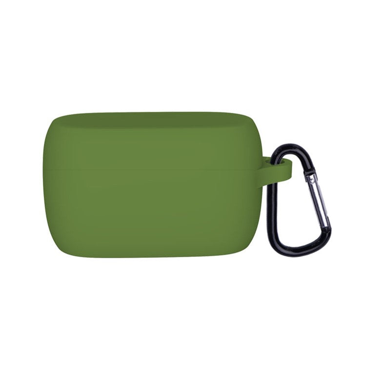 Soft Silicone Protective Case Bluetooth Earphone Cover with Anti-lost Buckle for Jabra Elite 3 - Grass Green