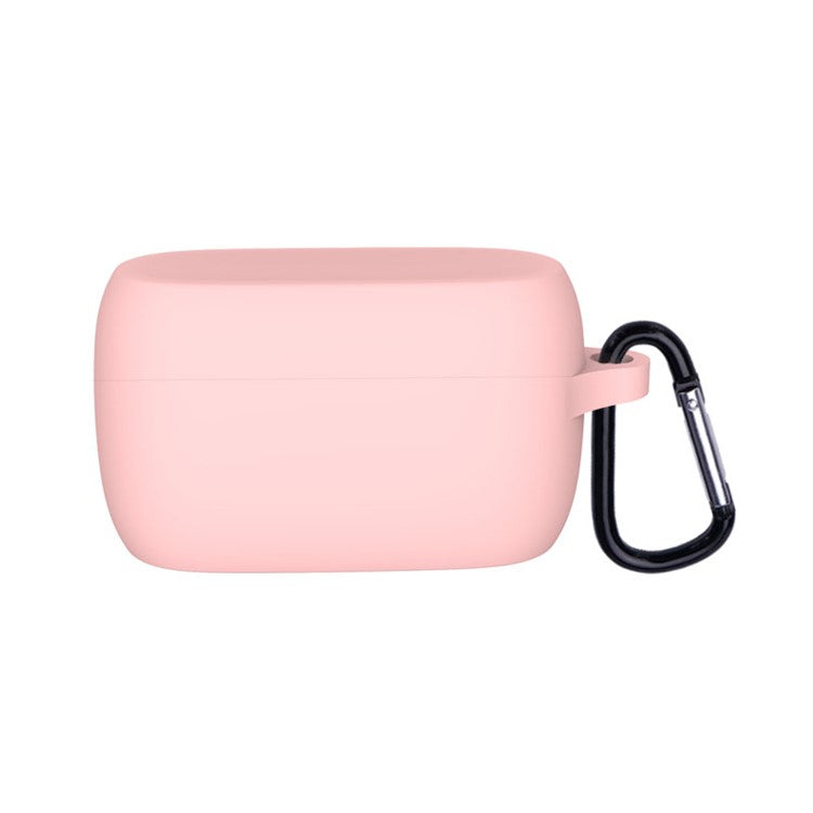 Soft Silicone Protective Case Bluetooth Earphone Cover with Anti-lost Buckle for Jabra Elite 3 - Pink