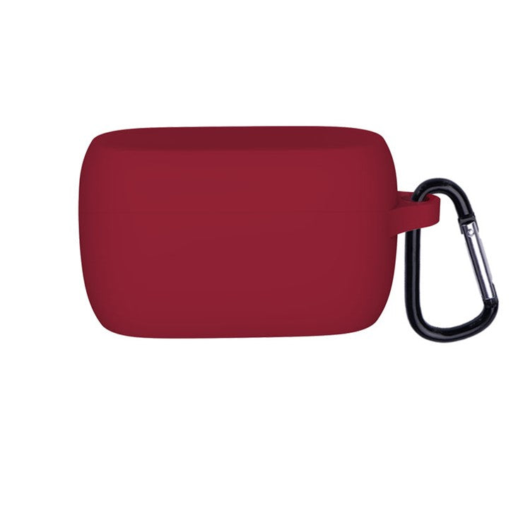 Soft Silicone Protective Case Bluetooth Earphone Cover with Anti-lost Buckle for Jabra Elite 3 - Wine Red