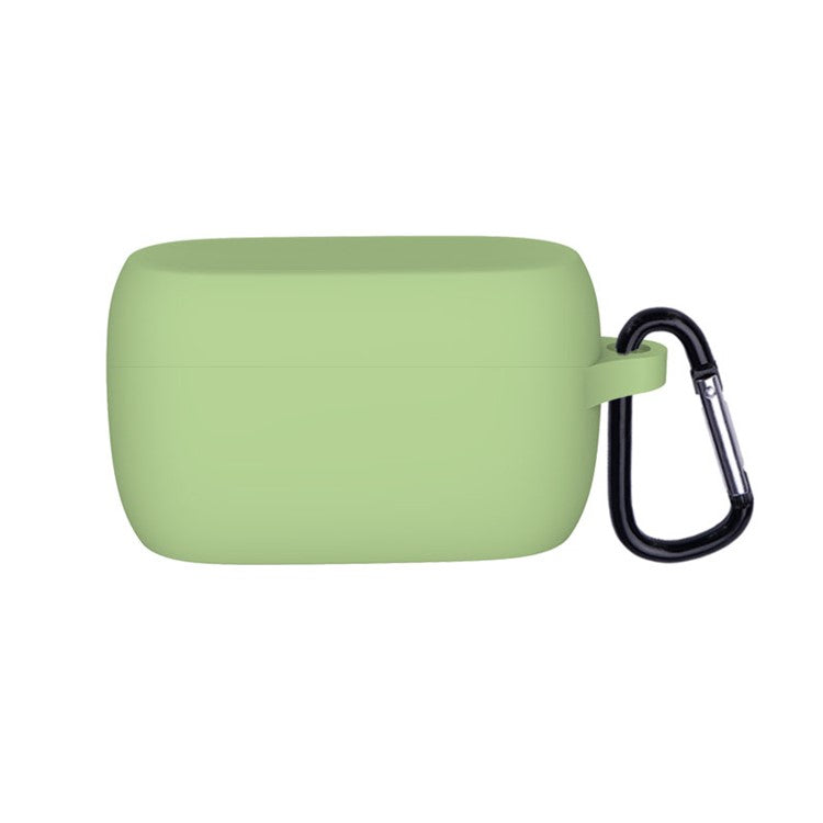 Soft Silicone Protective Case Bluetooth Earphone Cover with Anti-lost Buckle for Jabra Elite 3 - Matcha Green