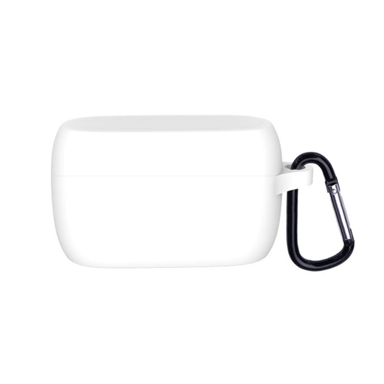 Soft Silicone Protective Case Bluetooth Earphone Cover with Anti-lost Buckle for Jabra Elite 3 - White