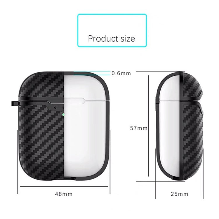 Carbon Fiber TPU Protective Case for Apple AirPods with Wireless Charging Case (2019) - Red