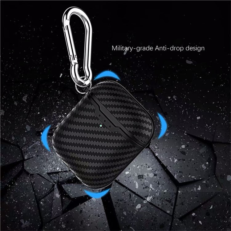 Carbon Fiber TPU Protective Case for Apple AirPods with Wireless Charging Case (2019) - Black