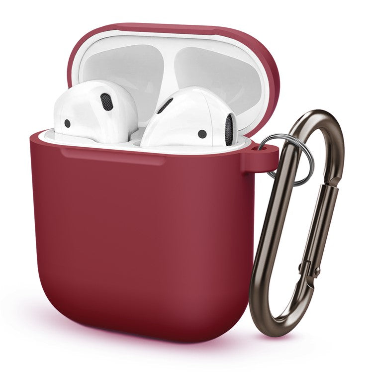 Thickened Silicone Case for Apple AirPods with Wireless Charging Case (2019) / AirPods with Charging Case (2019) (2016) - Wine Red