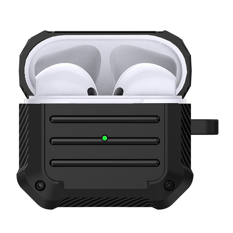 PC + Silicone Bluetooth Earphone Charging Box Protective Cover Case with Carabiner for Apple AirPods 3 - Black