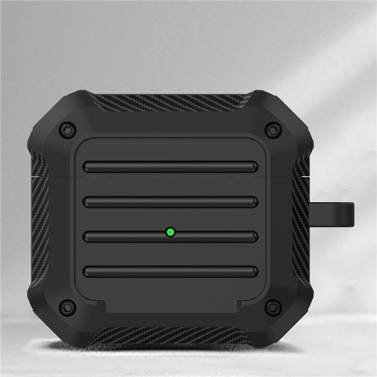 PC + Silicone Bluetooth Earphone Charging Box Protective Cover Case with Carabiner for Apple AirPods 3 - Black