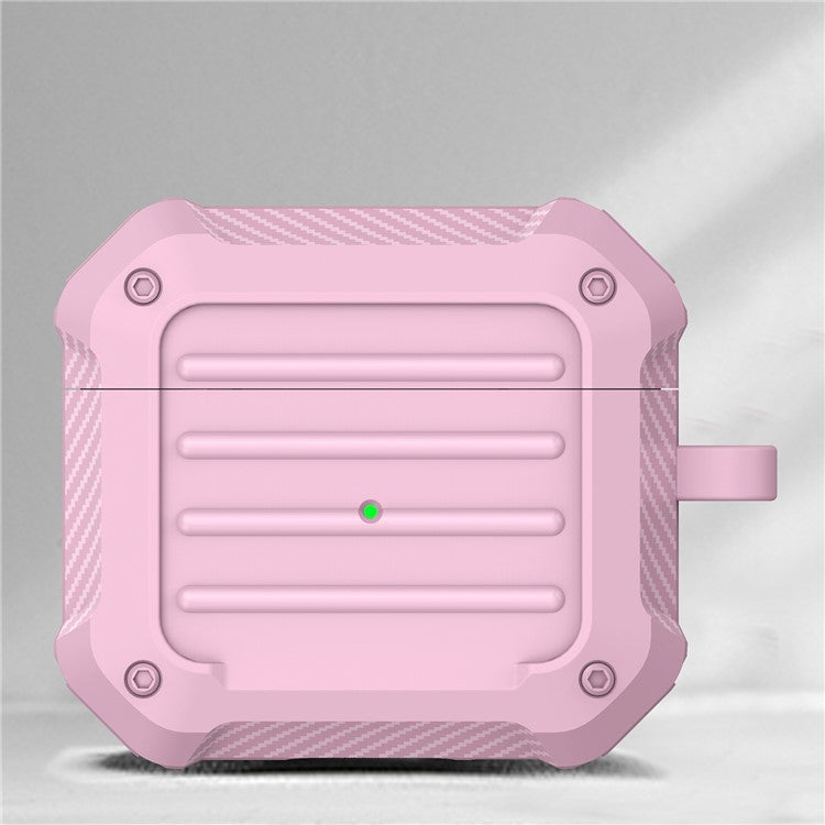 PC + Silicone Bluetooth Earphone Charging Box Protective Cover Case with Carabiner for Apple AirPods 3 - Pink