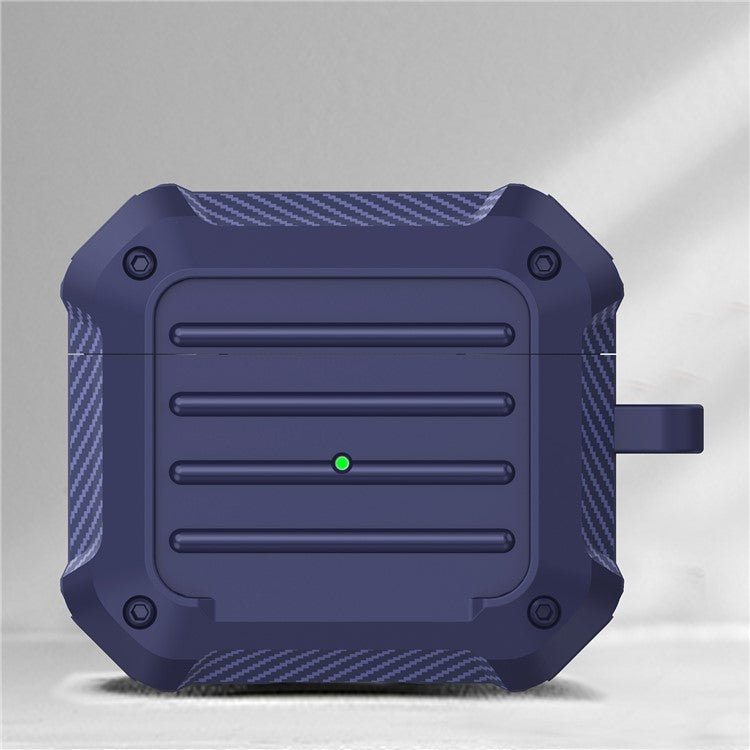 PC + Silicone Bluetooth Earphone Charging Box Protective Cover Case with Carabiner for Apple AirPods 3 - Blue