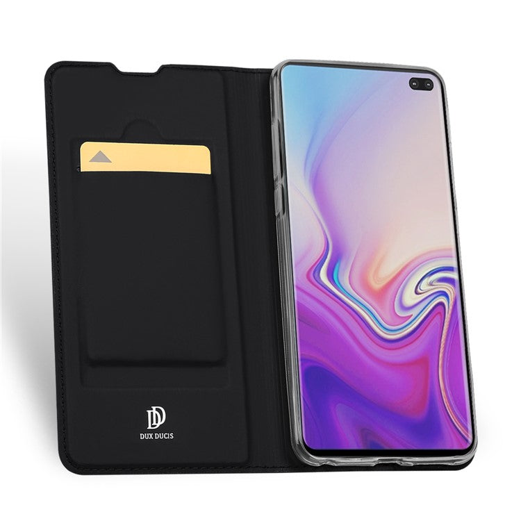 DUX DUCIS Skin Pro Series for Samsung Galaxy S10 Plus PU Leather Card Holder Phone Casing with Stand - Black