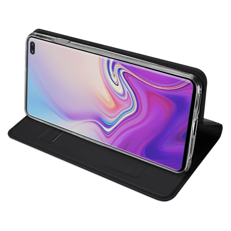 DUX DUCIS Skin Pro Series for Samsung Galaxy S10 Plus PU Leather Card Holder Phone Casing with Stand - Black