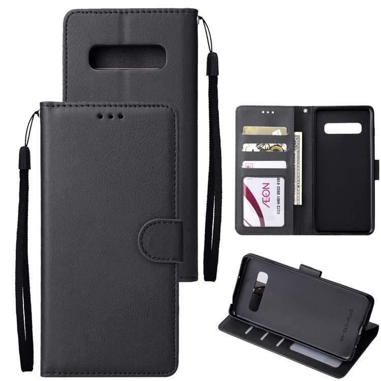 Wallet Leather Stand Case for Samsung Galaxy S10 Plus - Black