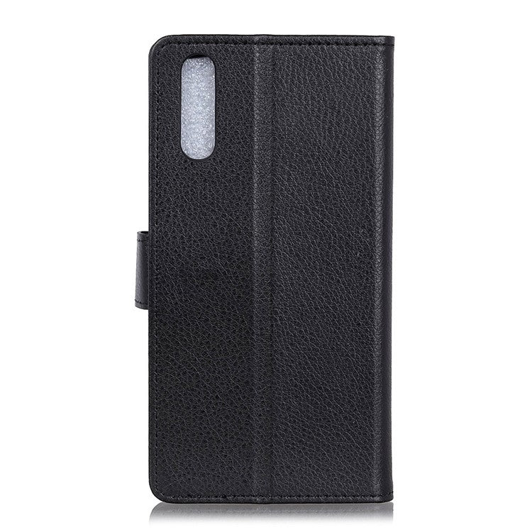 For Samsung Galaxy A50 / A50s / A30s Wallet Phone Case Litchi Skin Leather Flip Cover with Stand - Black