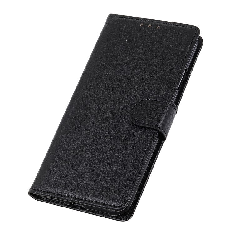 For Samsung Galaxy A50 / A50s / A30s Wallet Phone Case Litchi Skin Leather Flip Cover with Stand - Black