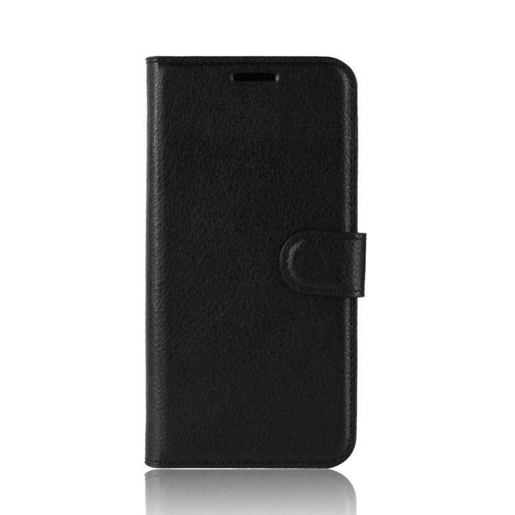 Litchi Skin PU Leather Phone Cover Shell with 3 Card Slots for Samsung Galaxy A40 Cell Phone Accessory - Black