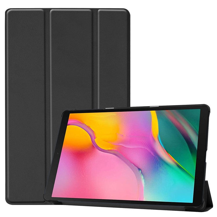 Ultra Lightweight Tri-Fold Stand PU Leather Hard PC Protective Cover for Samsung Galaxy TAB A 10.1 2019 SM-T510 / SM-T515 - Black