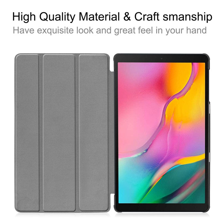 Ultra Lightweight Tri-Fold Stand PU Leather Hard PC Protective Cover for Samsung Galaxy TAB A 10.1 2019 SM-T510 / SM-T515 - Black