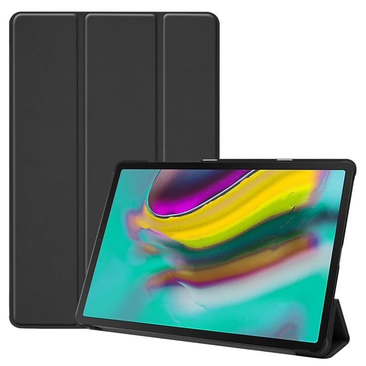 Slim Lightweight Stable Tri-fold Stand Stand PU Leather Protective Full Body Cover for Samsung Galaxy Tab S5e SM-T720 Protective Tablet Cover - Black