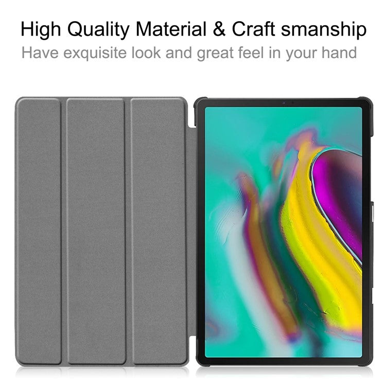 Slim Lightweight Stable Tri-fold Stand Stand PU Leather Protective Full Body Cover for Samsung Galaxy Tab S5e SM-T720 Protective Tablet Cover - Black