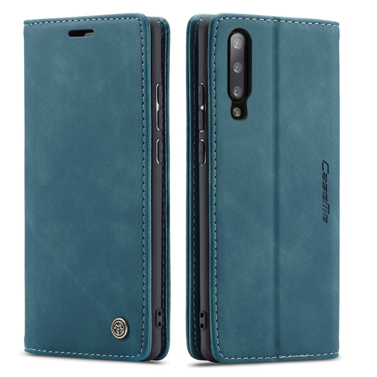 CASEME 013 Series Auto-absorbed Leather Wallet Case for Samsung Galaxy A50 - Blue