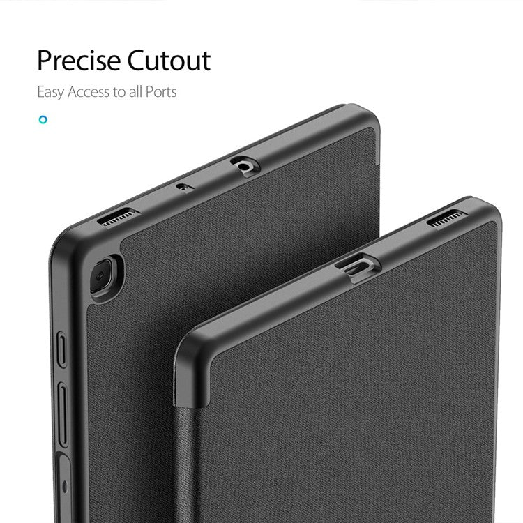 DUX DUCIS Domo Series Pen Holder Tri-fold Stand Leather Case for Samsung Galaxy Tab S6 Lite P610 P615 / (2022) / (2024) - Black