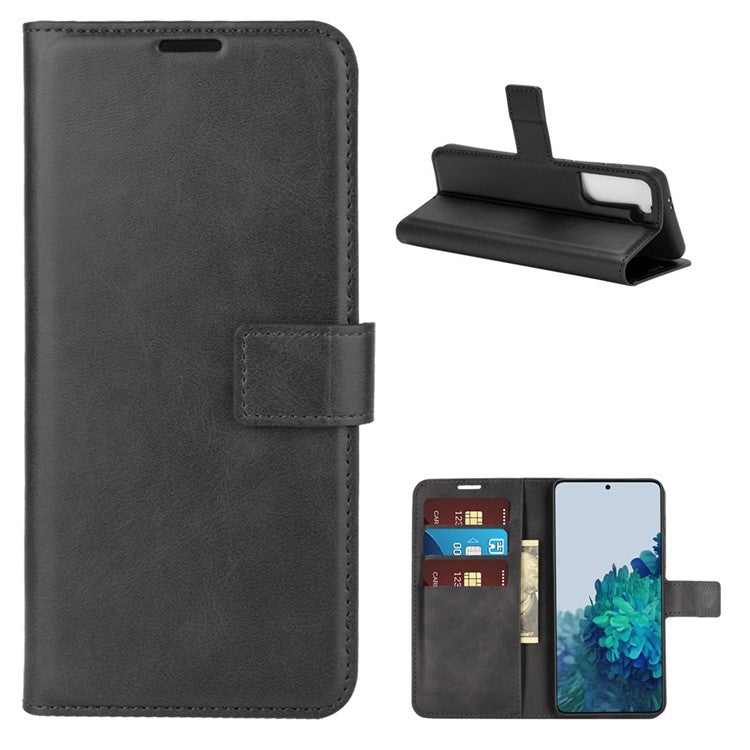 Magnetic Buckle Wallet Leather Phone Protective Shell for Samsung Galaxy S21 5G/S21 4G - Black