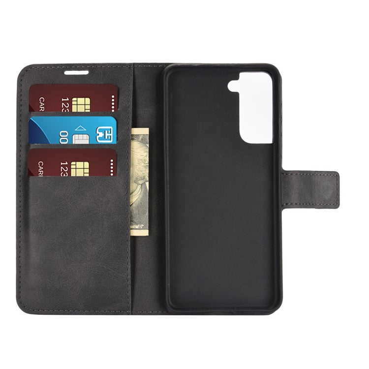 Magnetic Buckle Wallet Leather Phone Protective Shell for Samsung Galaxy S21 5G/S21 4G - Black