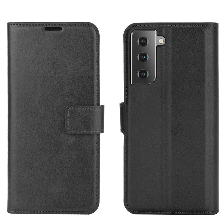 Magnetic Buckle Wallet Leather Phone Protective Shell for Samsung Galaxy S21 5G/S21 4G - Black