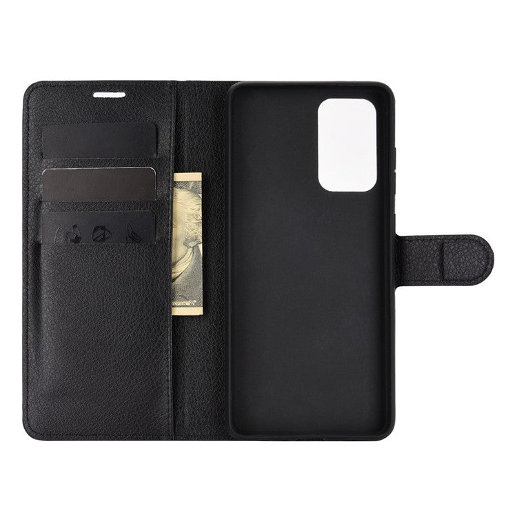 Litchi Texture Leather Wallet Stand Design Phone Cover for Samsung Galaxy A52 4G/5G / A52s 5G - Black