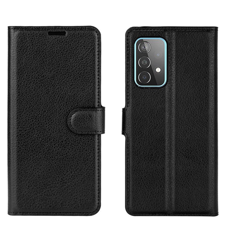 Litchi Texture Leather Wallet Stand Design Phone Cover for Samsung Galaxy A52 4G/5G / A52s 5G - Black