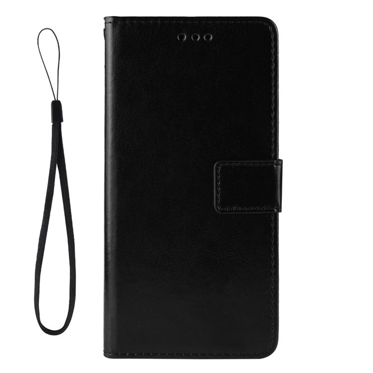 Crazy Horse Texture Wallet Design PU Leather Stand Protector Cover for Samsung Galaxy Xcover 5 - Black