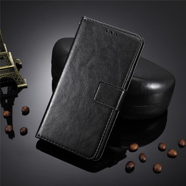 Crazy Horse Texture Wallet Design PU Leather Stand Protector Cover for Samsung Galaxy Xcover 5 - Black